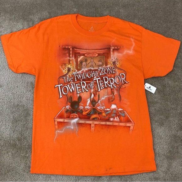 Disneyland Twilight Zone Tower Of Terror T-shirt Size Large NWT Halloween Orange - Picture 1 of 8
